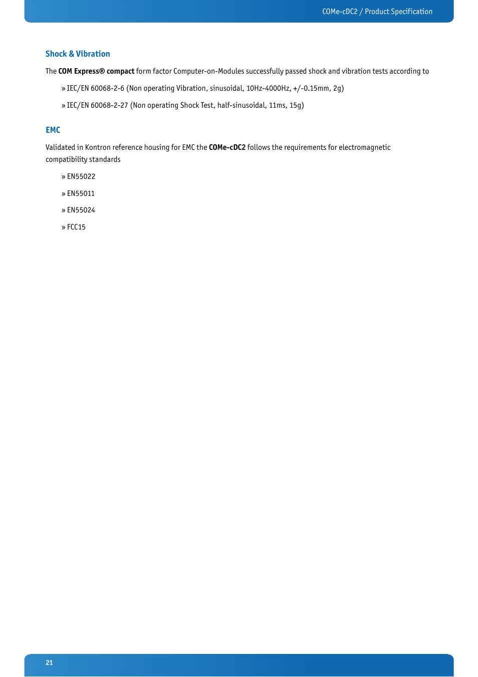 Shock & vibration | Kontron COMe-cDC2 User Manual | Page 21 / 97