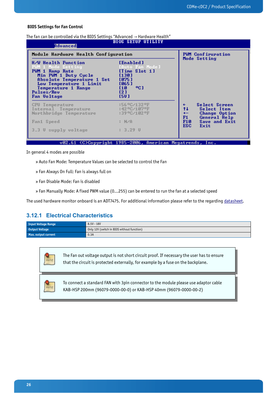 1 electrical characteristics, Electrical characteristics | Kontron COMe-cDC2 User Manual | Page 26 / 97