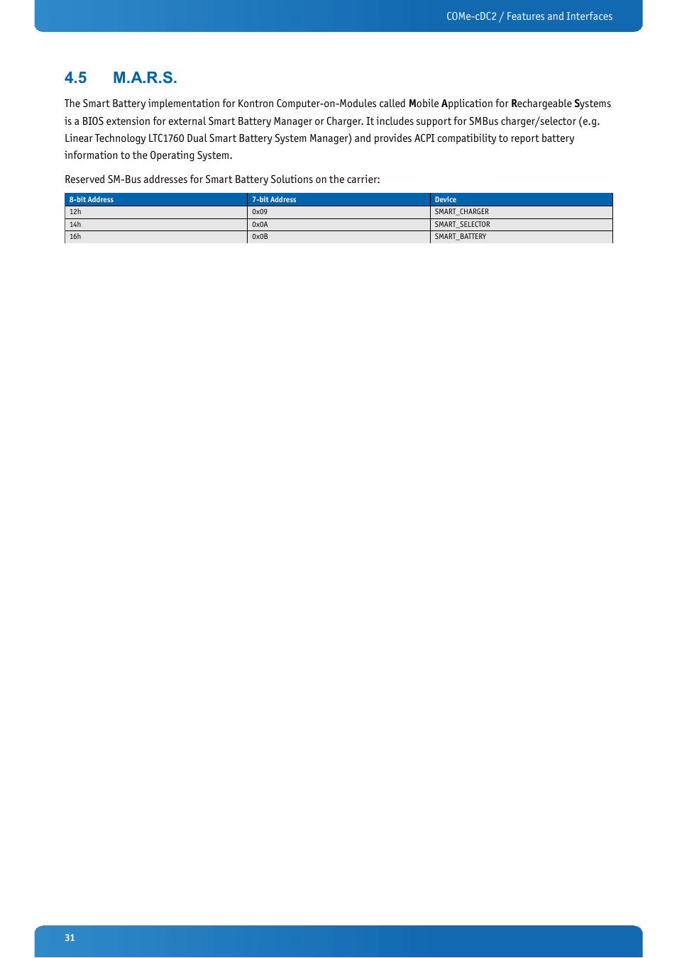 5 m.a.r.s, M.a.r.s | Kontron COMe-cDC2 User Manual | Page 31 / 97