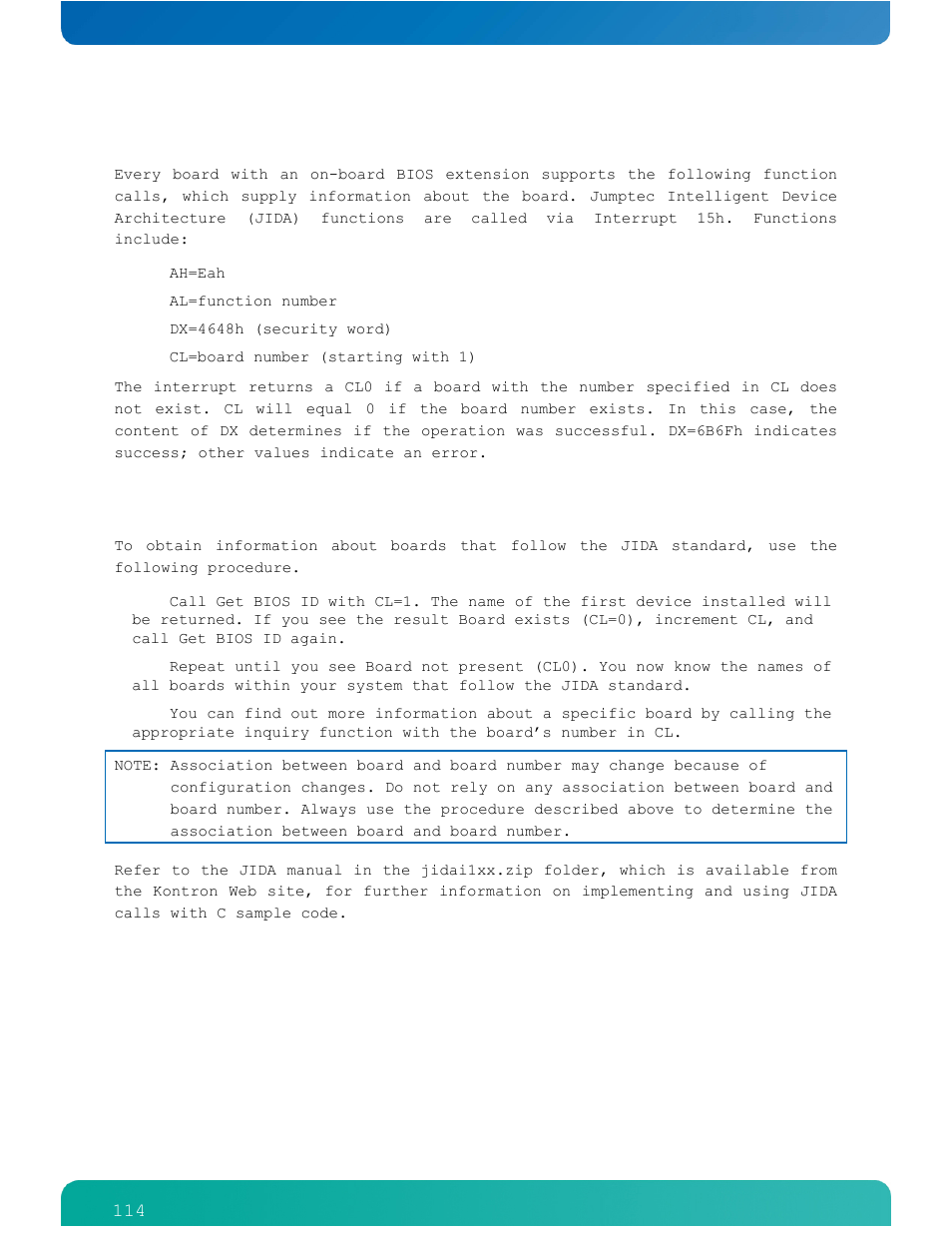 4 appendix a: jida standard, 5 jida information | Kontron COMe-cPV2(v1.4) User Manual | Page 118 / 123