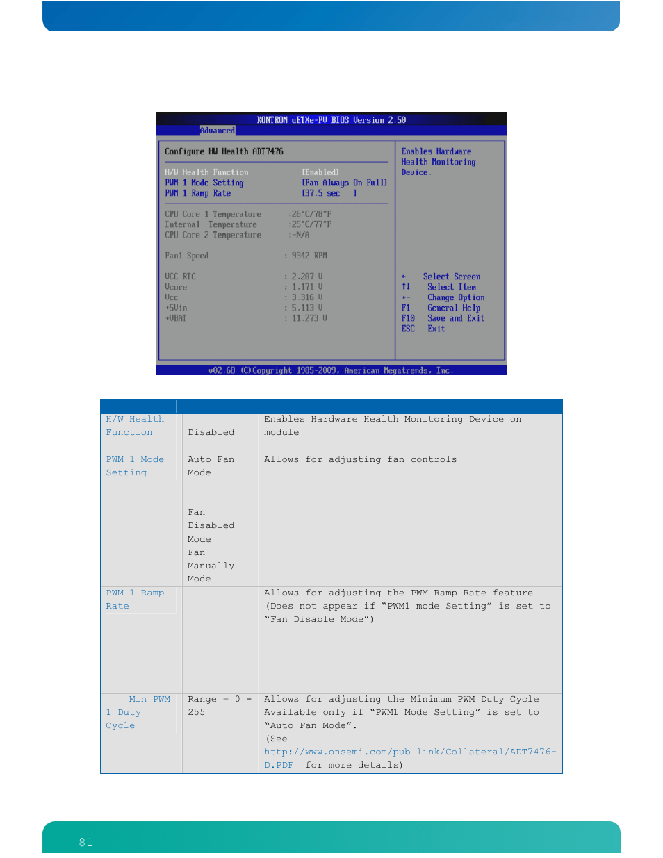 81 hardware health configuration | Kontron COMe-cPV2(v1.4) User Manual | Page 85 / 123