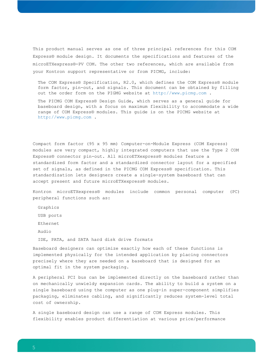 4 com express® documentation, 5 com express® com benefits | Kontron COMe-cPV2(v1.4) User Manual | Page 9 / 123