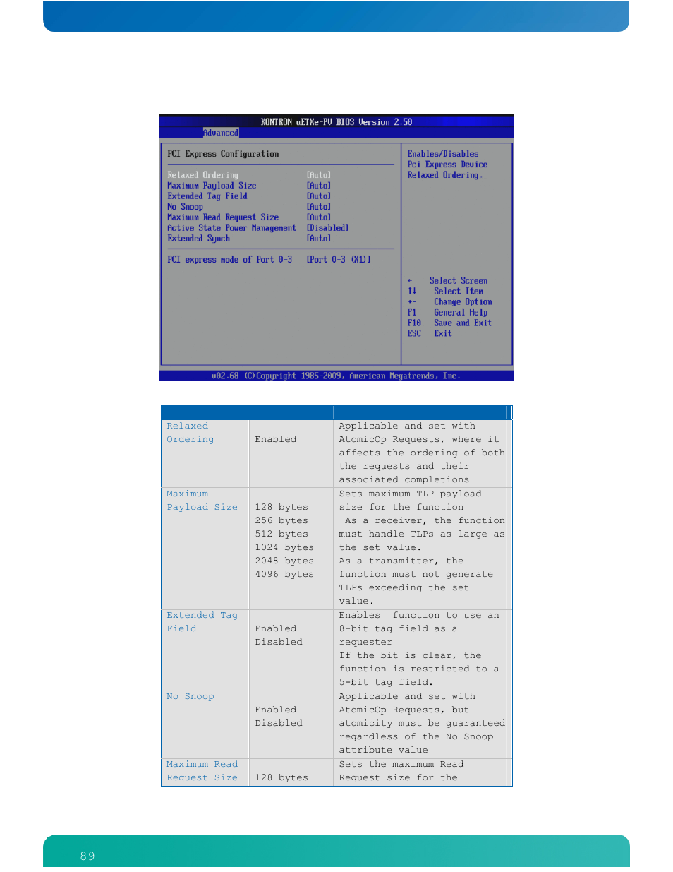 89 pci express configuration | Kontron COMe-cPV2(v1.4) User Manual | Page 93 / 123