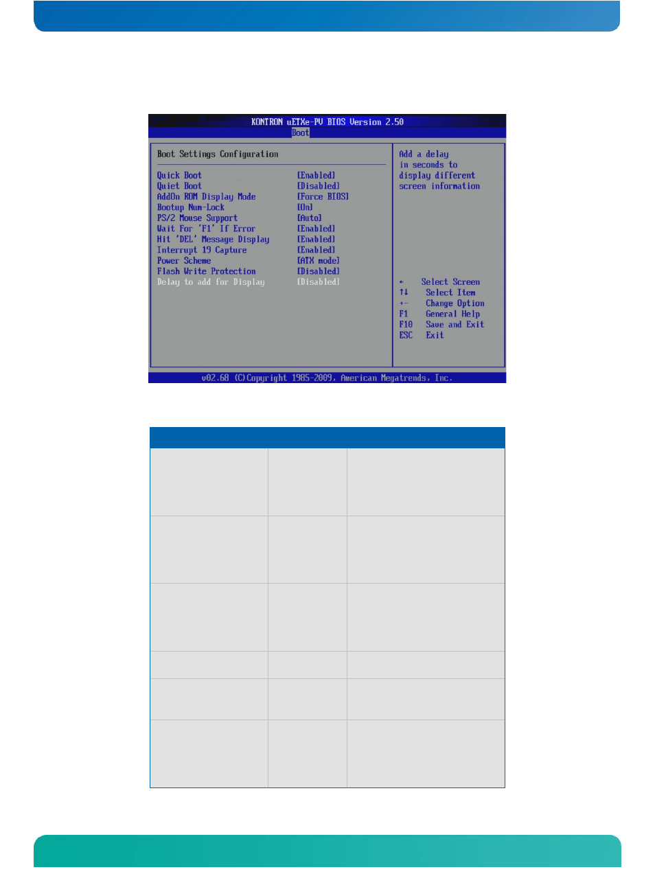 Boot settings configuration | Kontron COMe-cPV2(v1.0) User Manual | Page 102 / 122