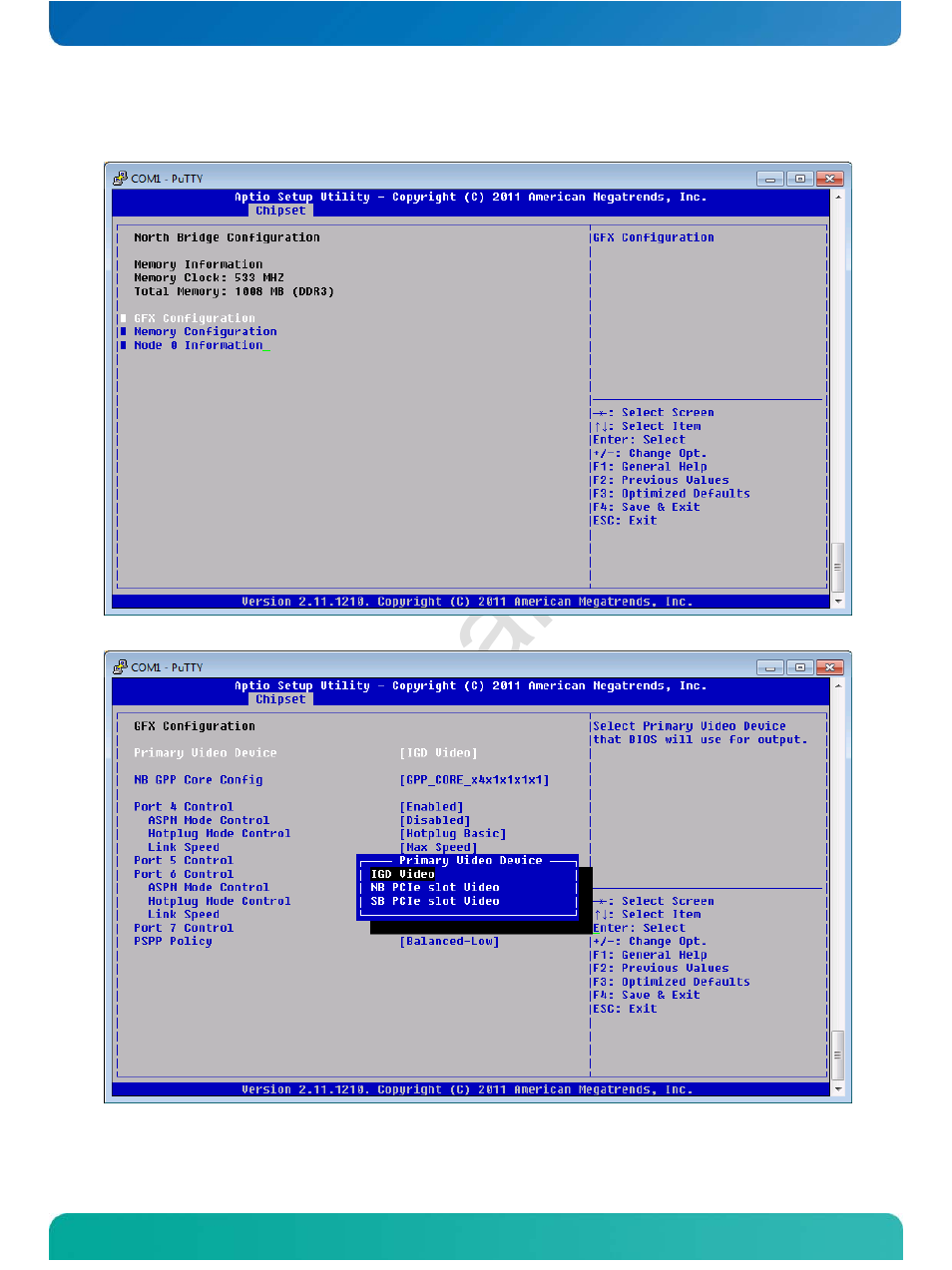 Gfx configuration | Kontron COMe-cOHXX User Manual | Page 112 / 168
