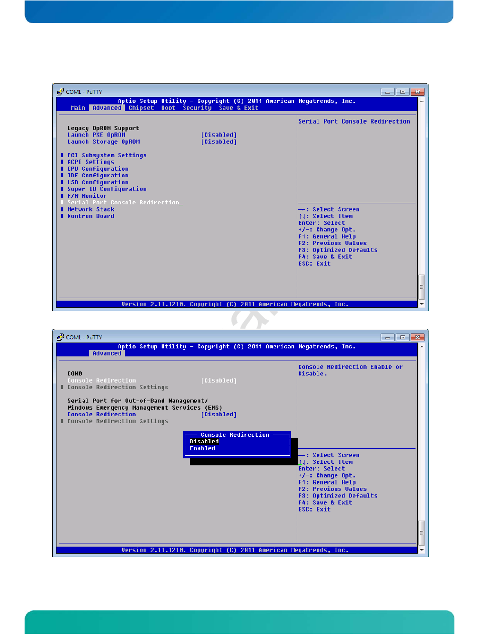 Serial port console redirection | Kontron COMe-cOHXX User Manual | Page 92 / 168