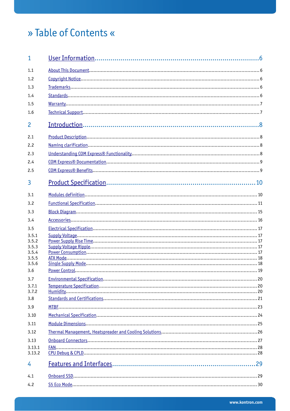 Kontron COMe-cCT6 User Manual | Page 3 / 110