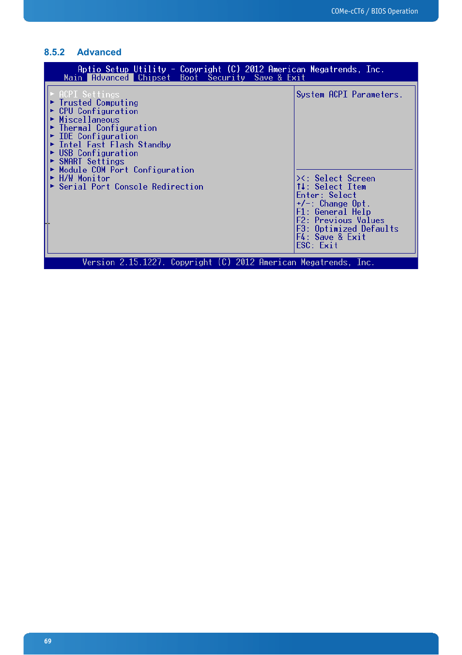 2 advanced, Advanced | Kontron COMe-cCT6 User Manual | Page 69 / 110