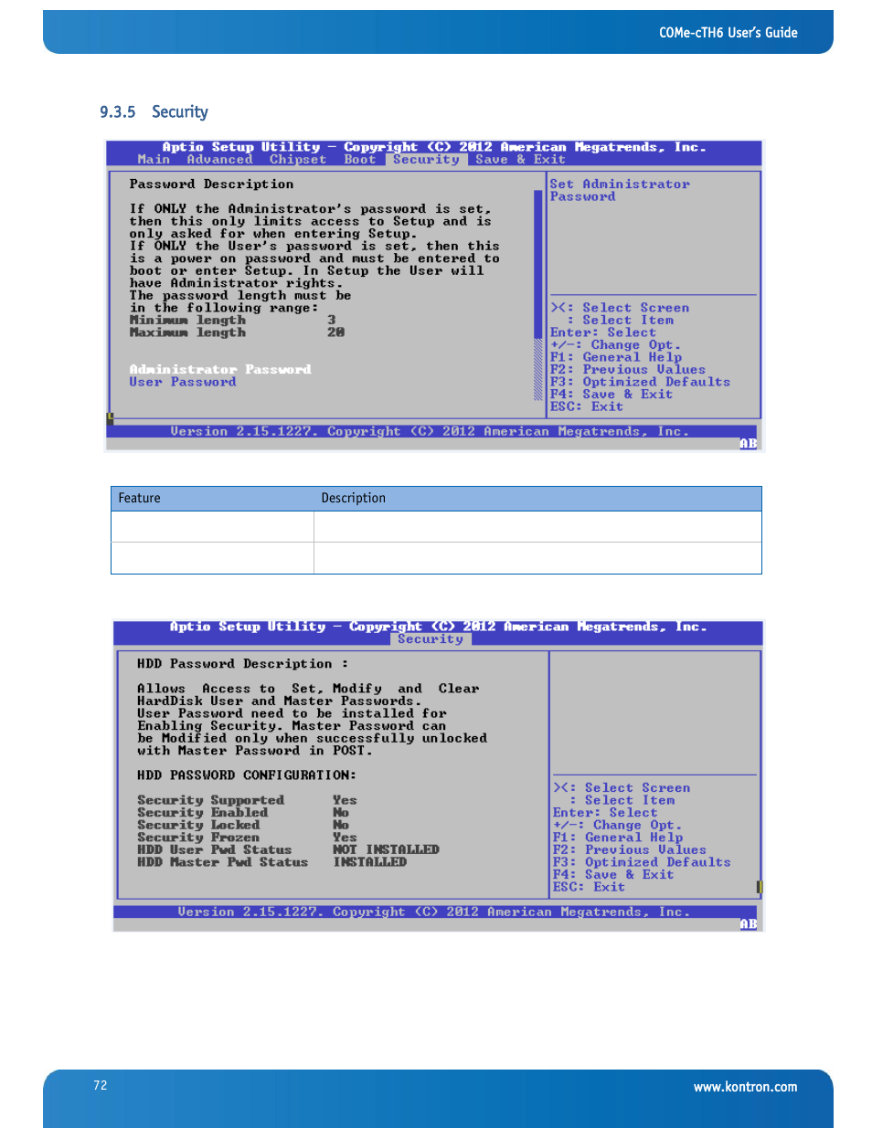 Security | Kontron COMe-cTH6 User Manual | Page 78 / 83