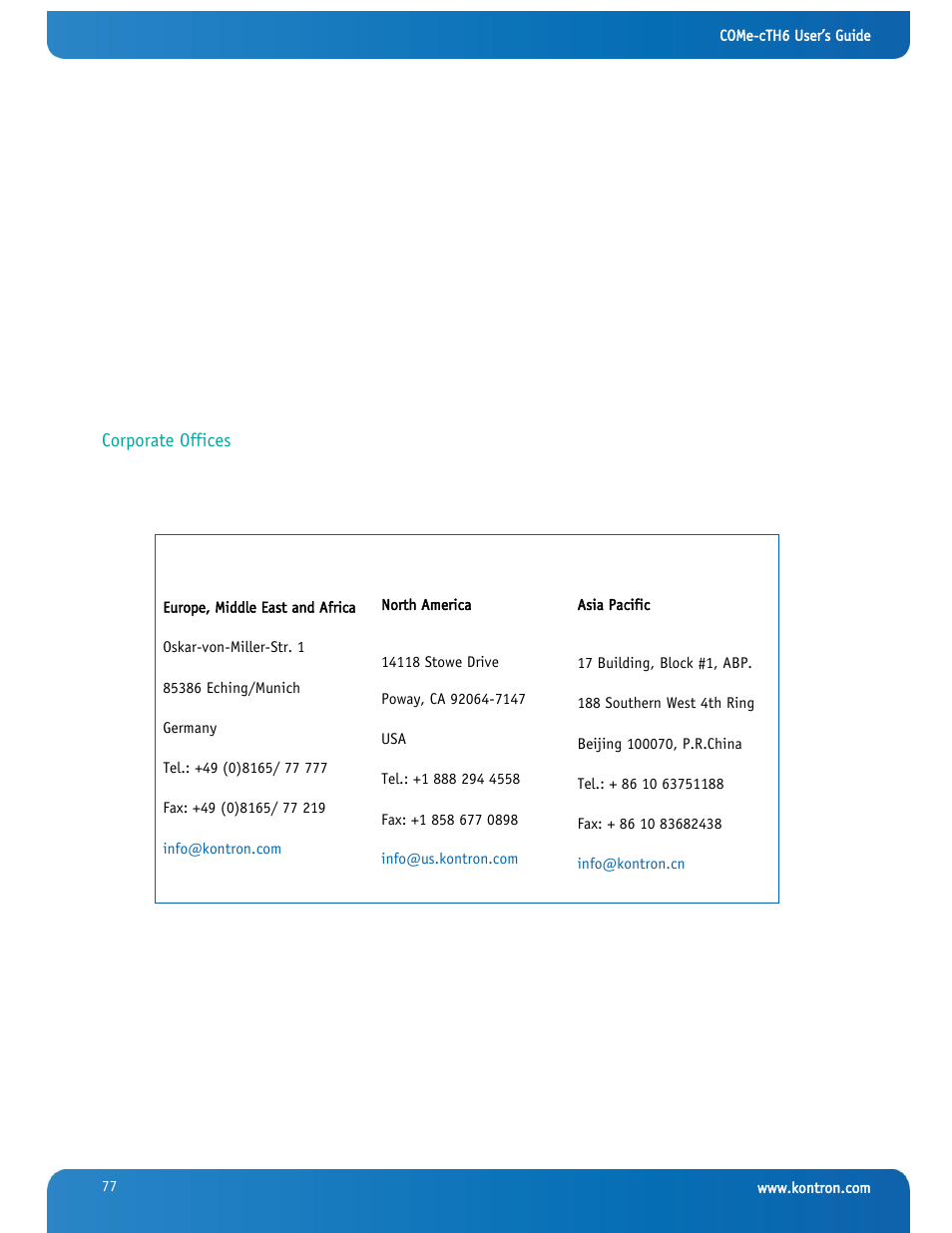 Kontron COMe-cTH6 User Manual | Page 83 / 83