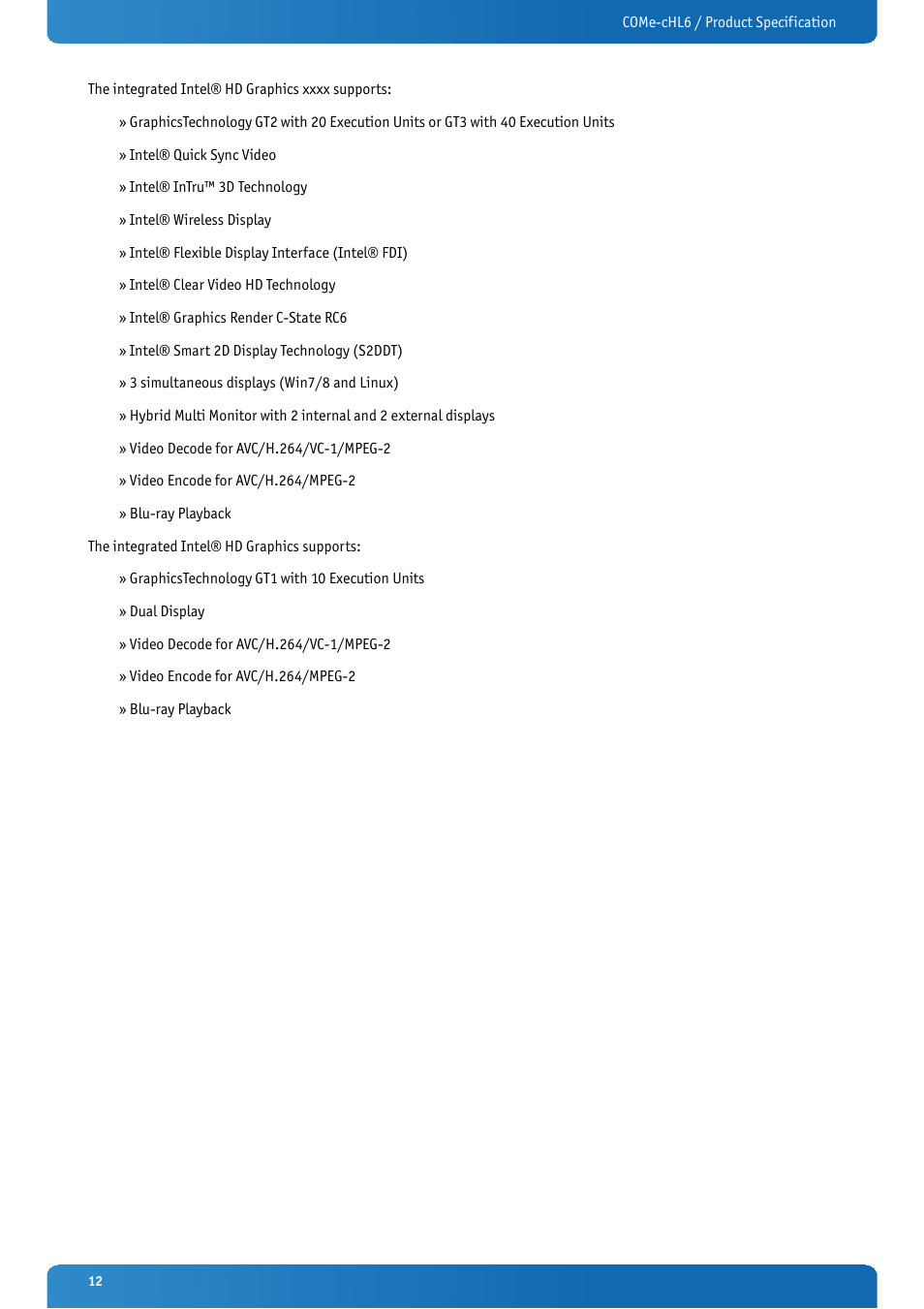 Kontron COMe-cHL6 User Manual | Page 12 / 113