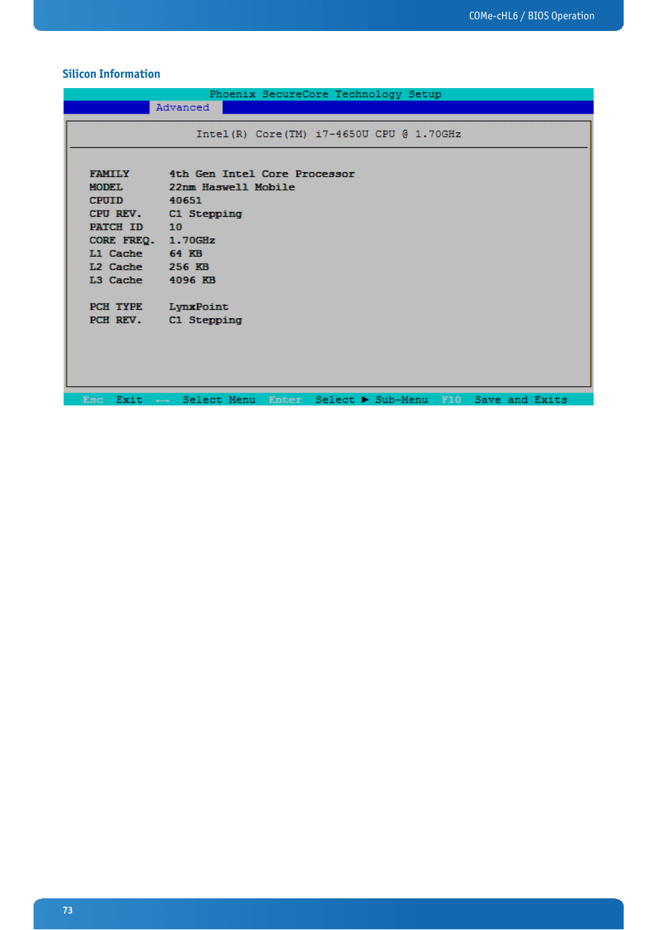 Silicon information | Kontron COMe-cHL6 User Manual | Page 73 / 113