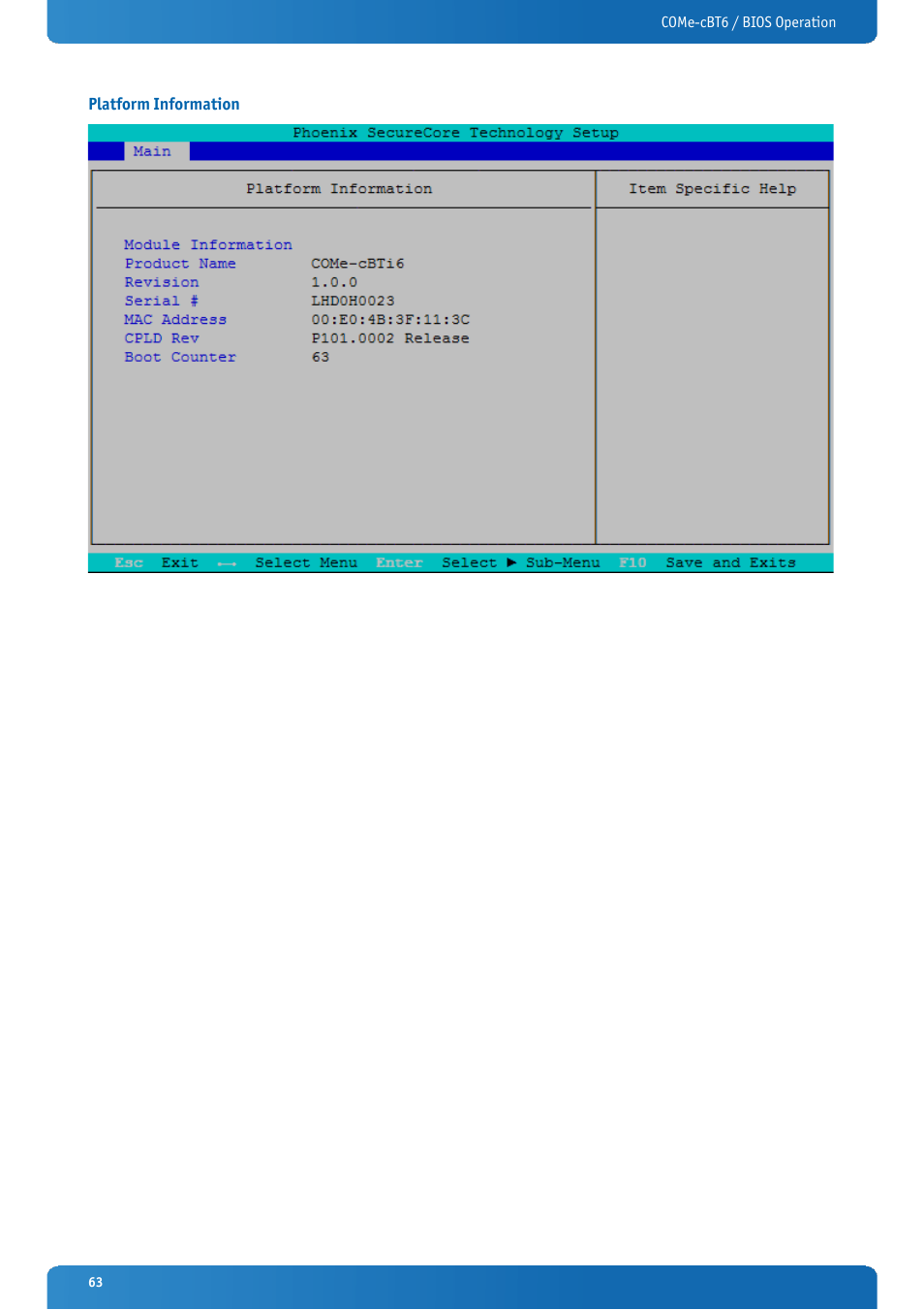 Platform information | Kontron COMe-cBT6 User Manual | Page 63 / 90