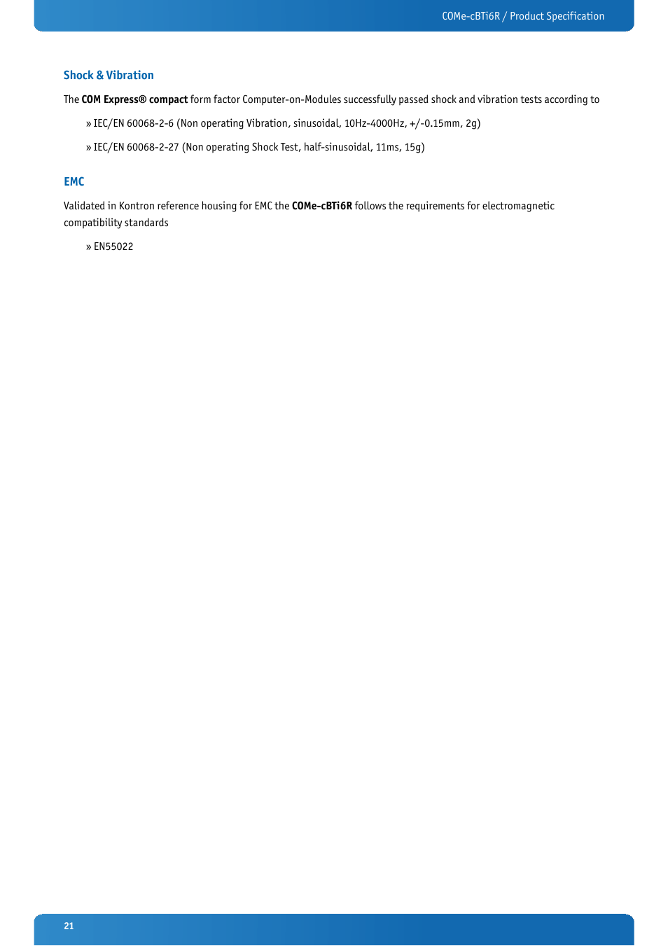 Shock & vibration | Kontron COMe-cBTi6R User Manual | Page 21 / 60