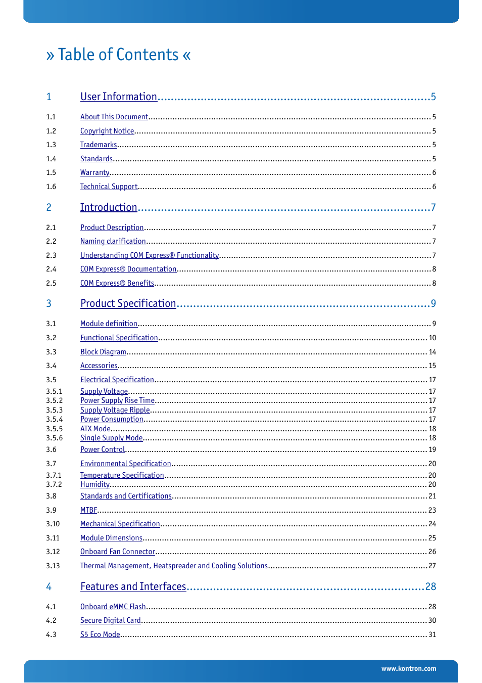 Kontron COMe-cBTi6R User Manual | Page 3 / 60