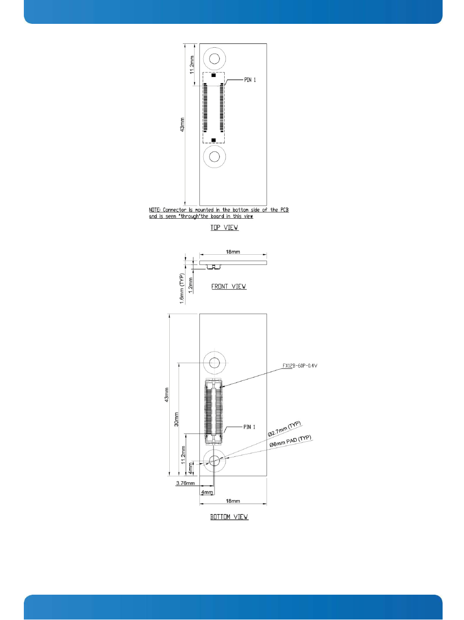 Figure 10. klas board 43mm x 18mm outline | Kontron SMARC Evaluation Carrier User Manual | Page 40 / 74