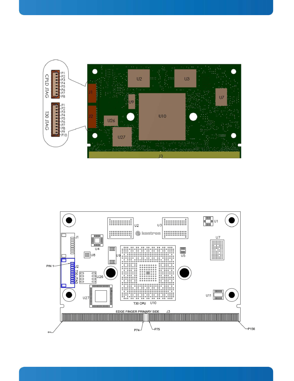 2 jtag, Figure 13: smarc sat30 jtag connectors, Figure 14: t30 cpu jtag | Jtag, Connector j2-t30 cpu jtag | Kontron SMARC-sAT30 User Manual | Page 64 / 84