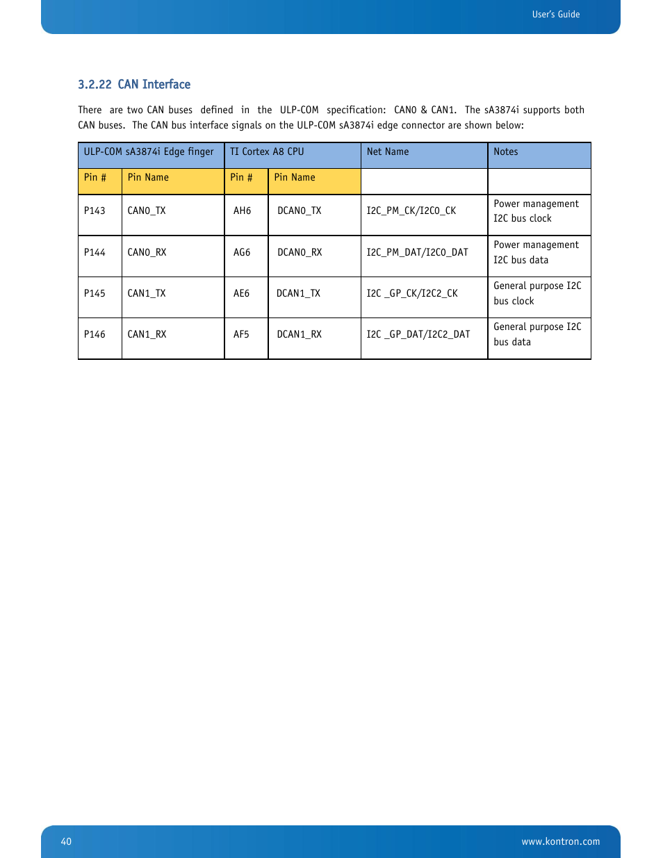Can interface | Kontron SMARC-sA3874i User Manual | Page 40 / 80