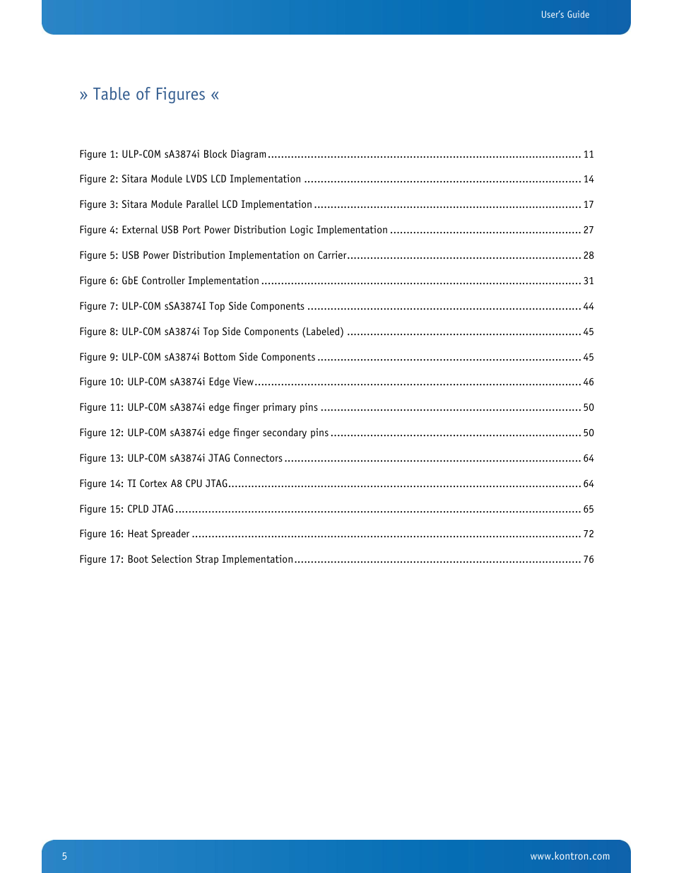 Table of figures | Kontron SMARC-sA3874i User Manual | Page 5 / 80