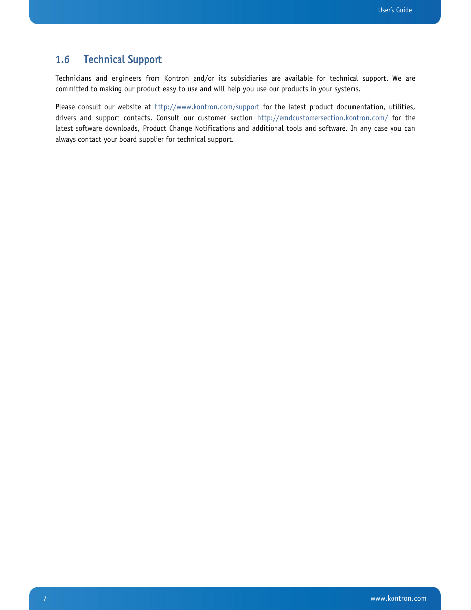 Technical support, 6 technical support | Kontron SMARC-sA3874i User Manual | Page 7 / 80