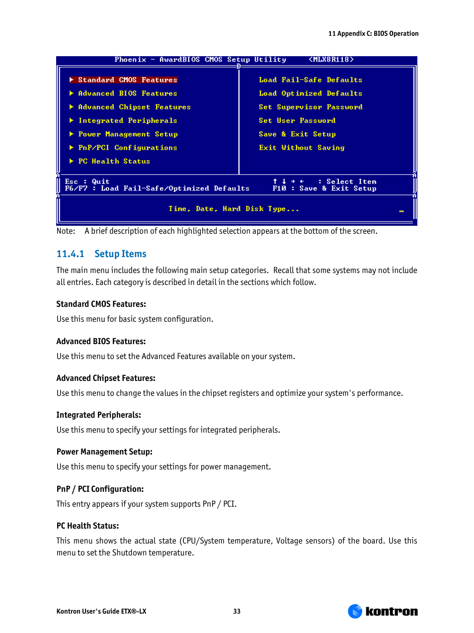 1 setup items | Kontron ETX-LX User Manual | Page 33 / 71
