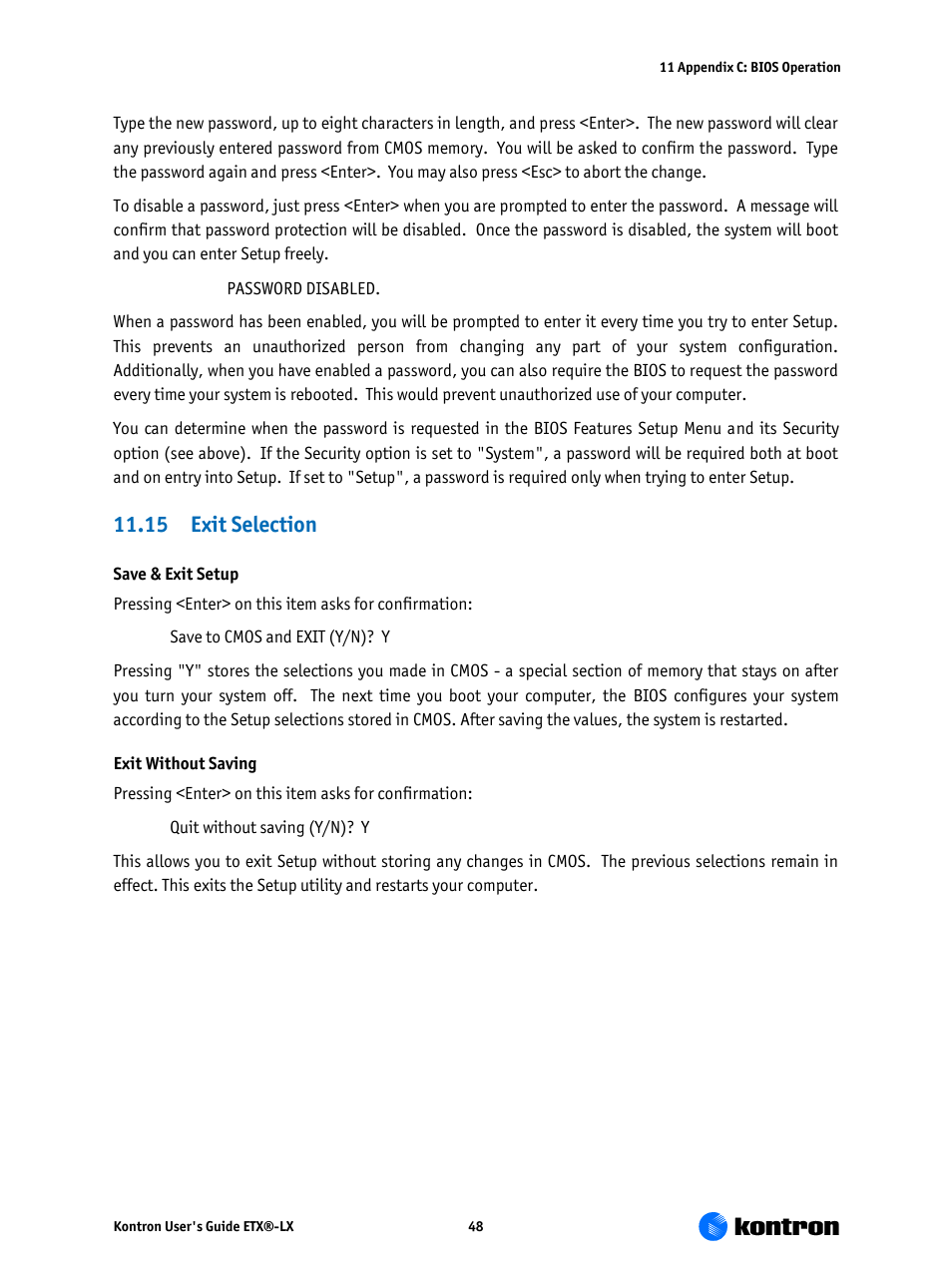 15 exit selection | Kontron ETX-LX User Manual | Page 48 / 71