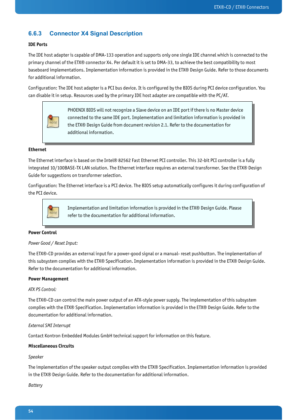 3 connector x4 signal description, Connector x4 signal description | Kontron ETX-CD User Manual | Page 54 / 88