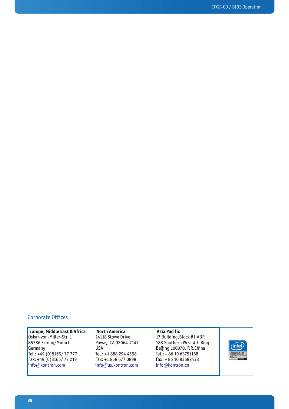 Kontron ETX-CD User Manual | Page 88 / 88