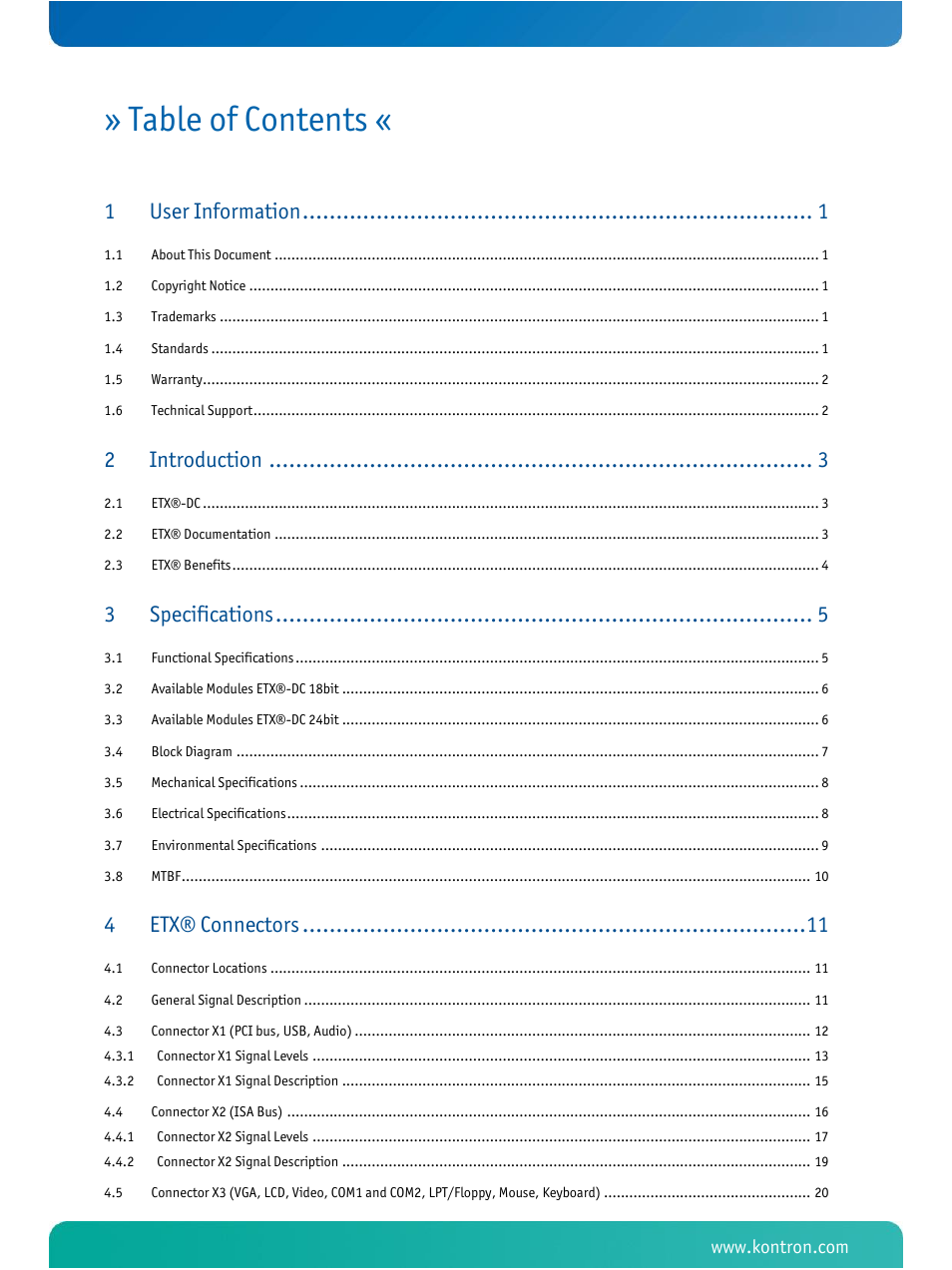Kontron ETX-DC User Manual | Page 3 / 81