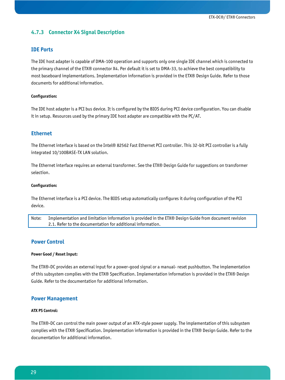 Connector x4 signal description | Kontron ETX-DC User Manual | Page 34 / 81