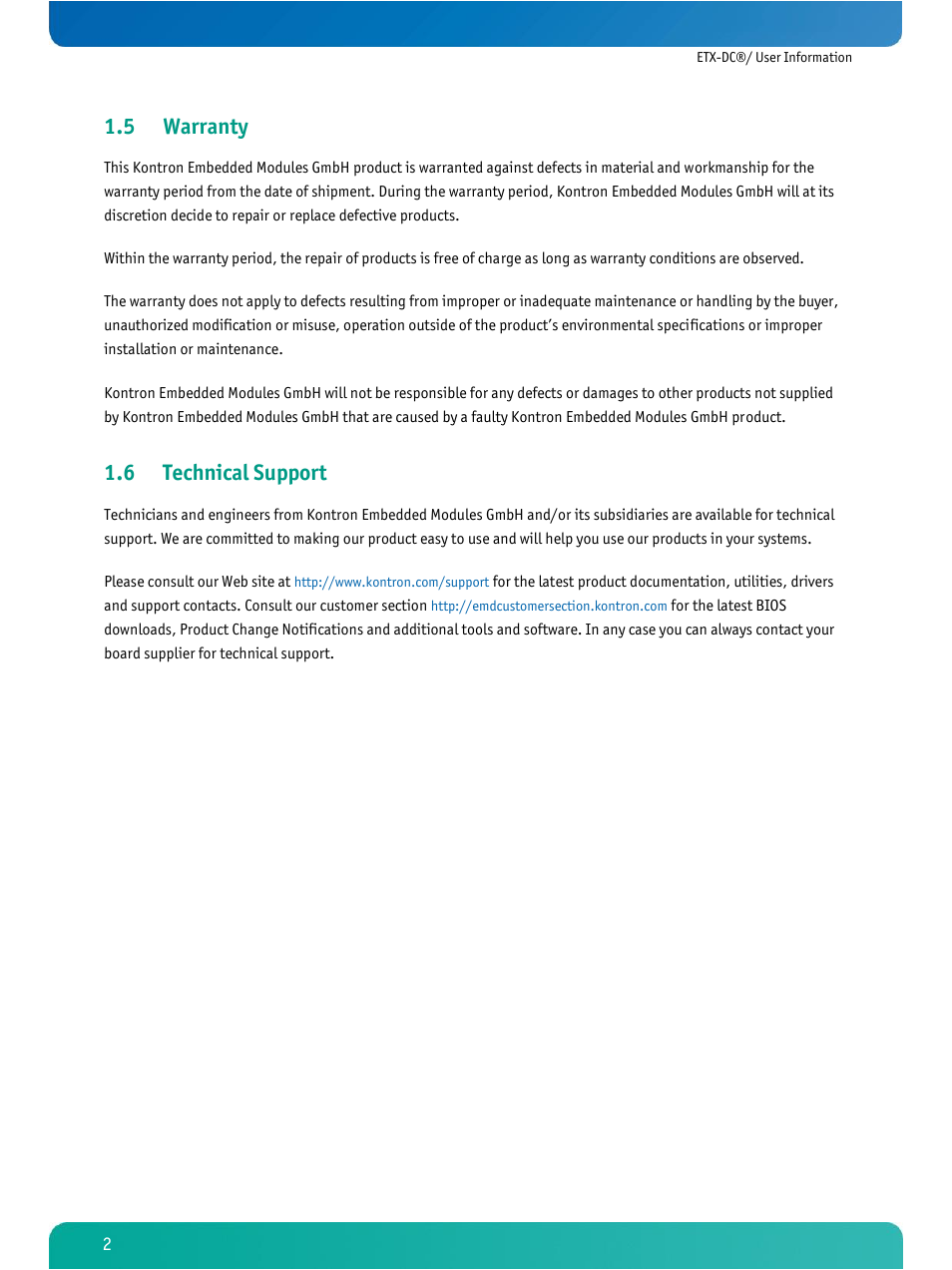 Warranty, Technical support, 5 warranty | 6 technical support | Kontron ETX-DC User Manual | Page 7 / 81