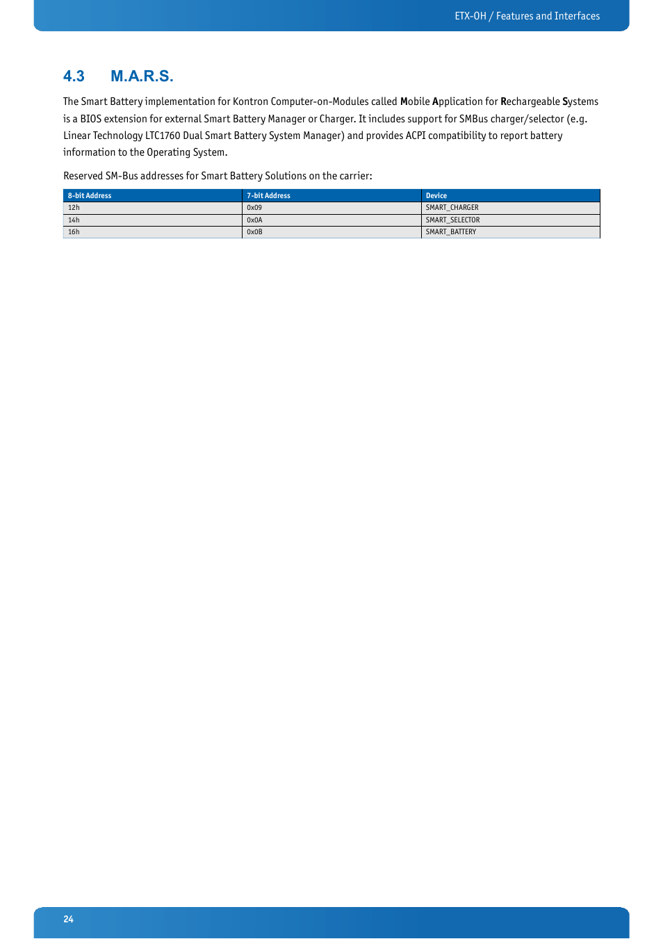 3 m.a.r.s, M.a.r.s | Kontron ETX-OH User Manual | Page 24 / 100