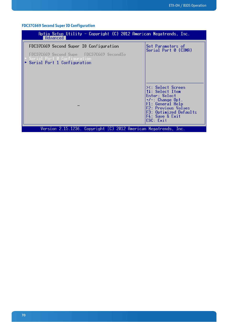 Fdc37c669 second super io configuration | Kontron ETX-OH User Manual | Page 70 / 100