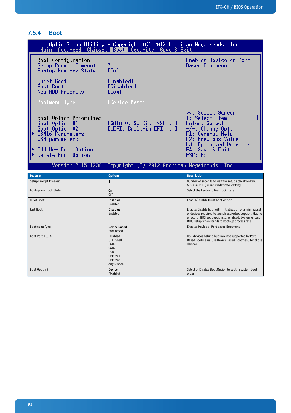 4 boot, Boot, Etx-oh / bios operation | Kontron ETX-OH User Manual | Page 93 / 100