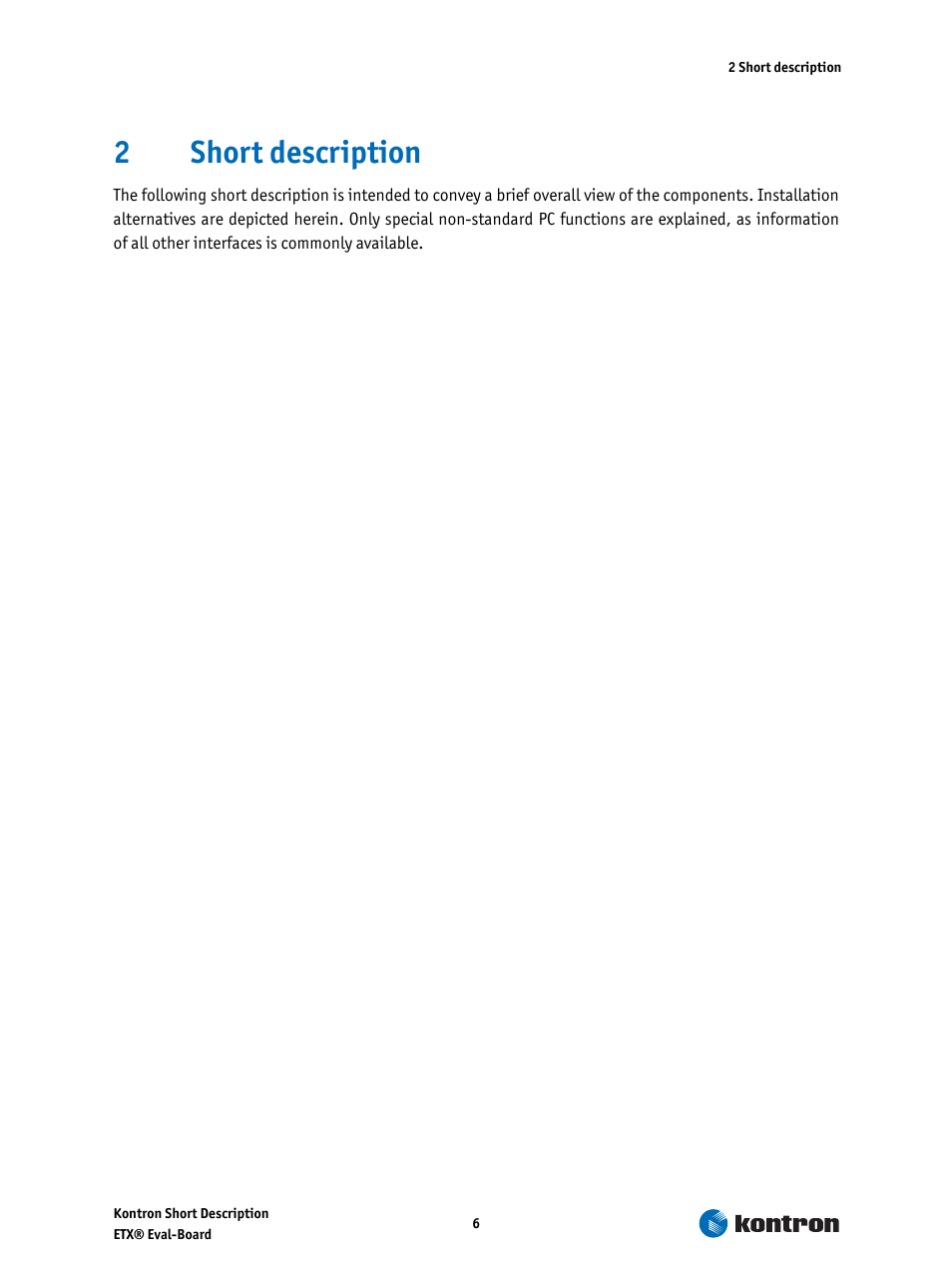2 short description, Short description, 2short description | Kontron ETX-Starterkit User Manual | Page 6 / 16