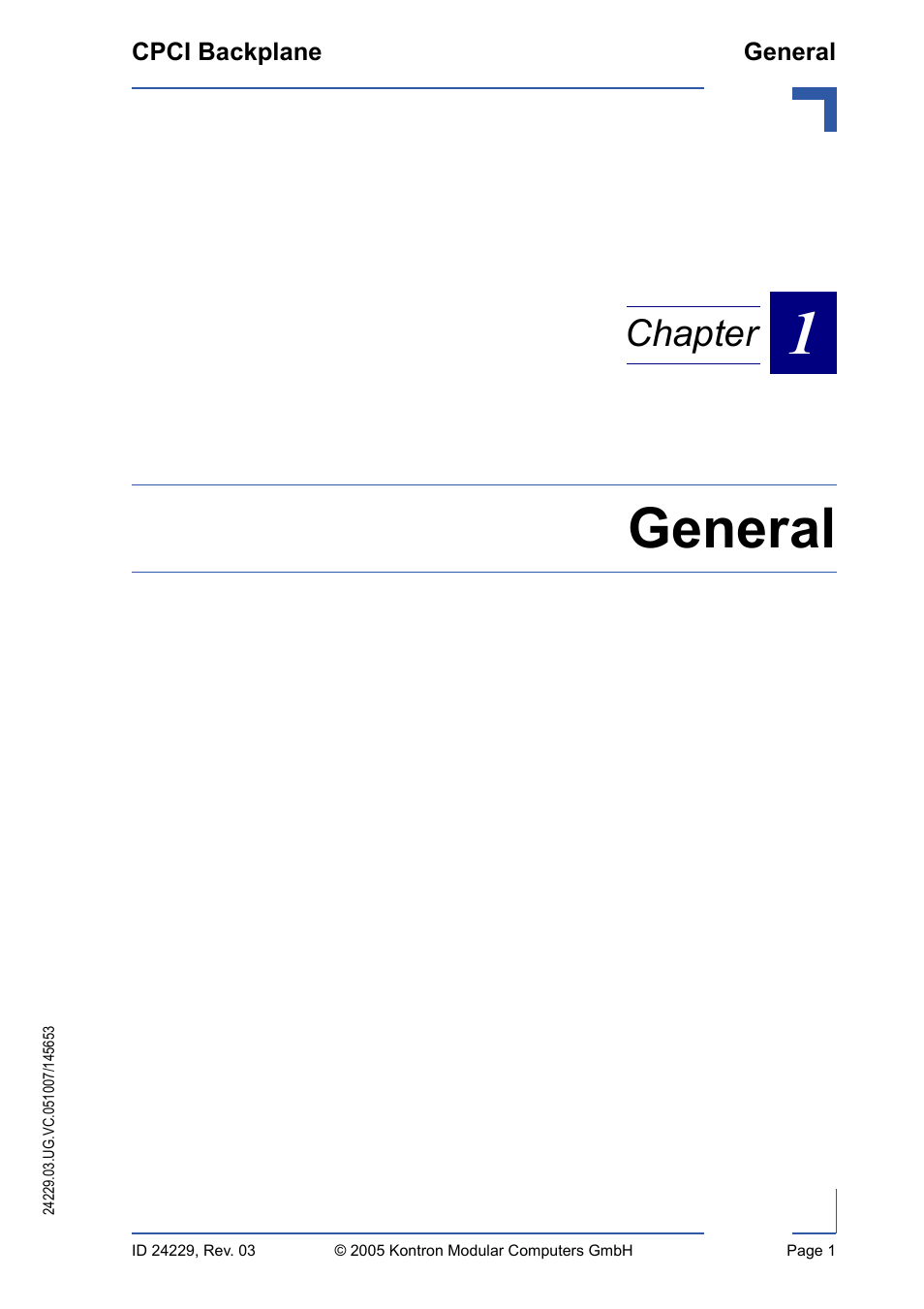 General, Chapter | Kontron CPCI Backplane User Manual | Page 15 / 30