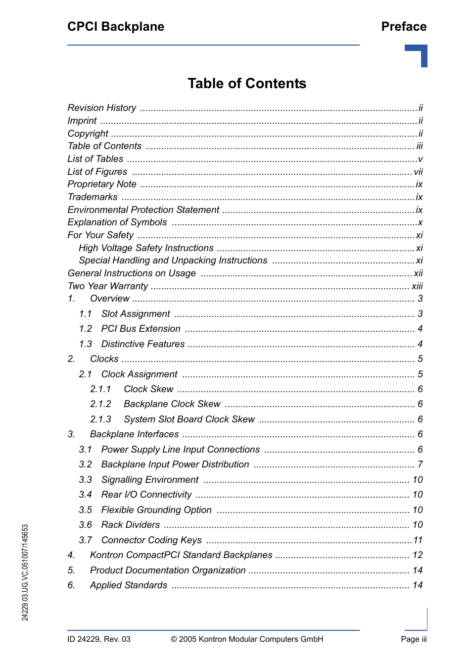 Kontron CPCI Backplane User Manual | Page 3 / 30