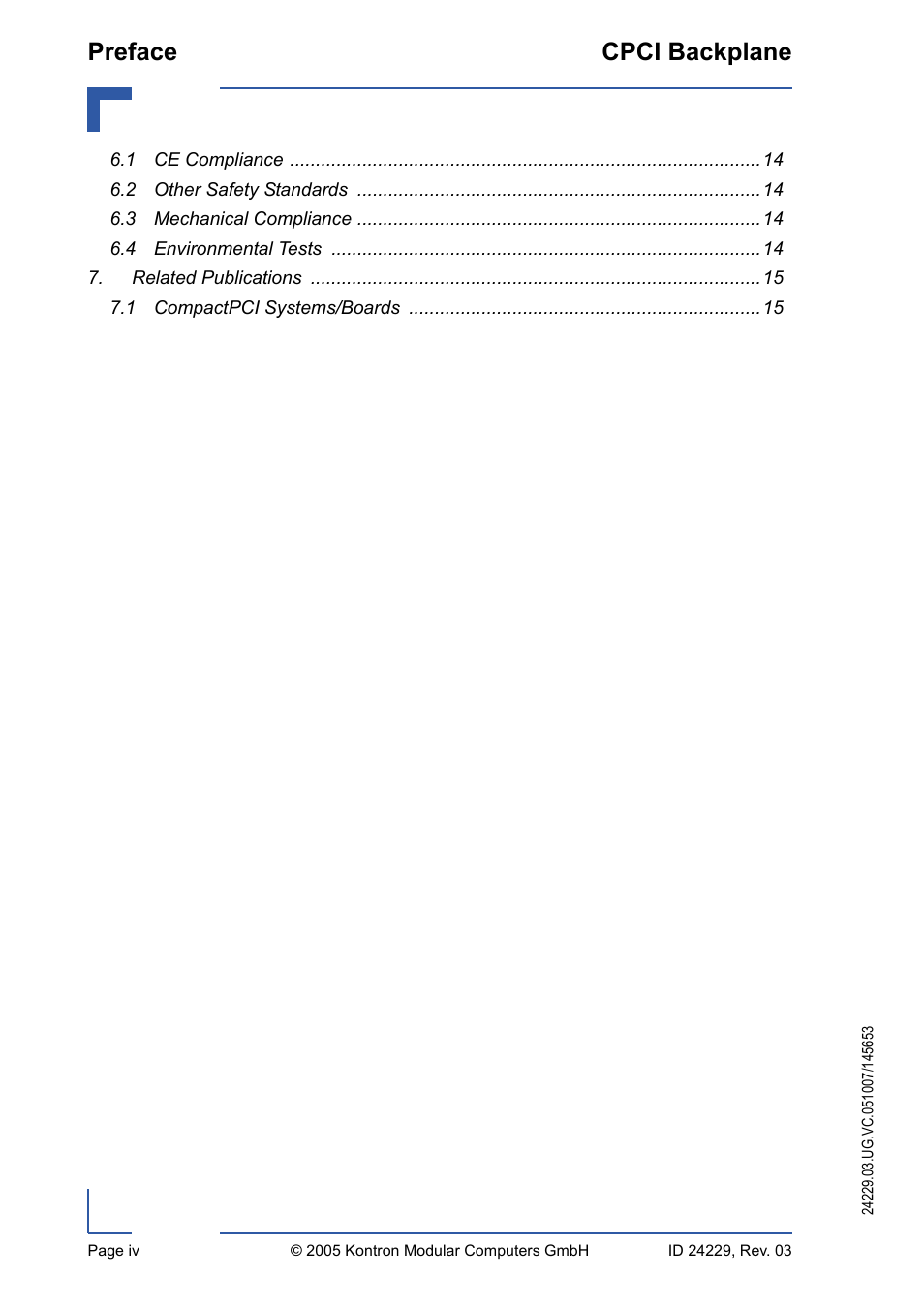 Preface cpci backplane | Kontron CPCI Backplane User Manual | Page 4 / 30