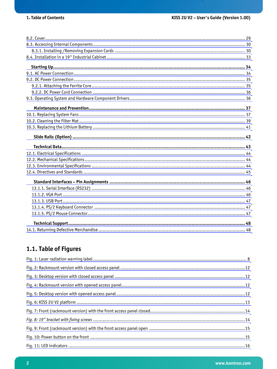 Table of figures | Kontron KISS 2U X9SCM Low profile User Manual | Page 4 / 50