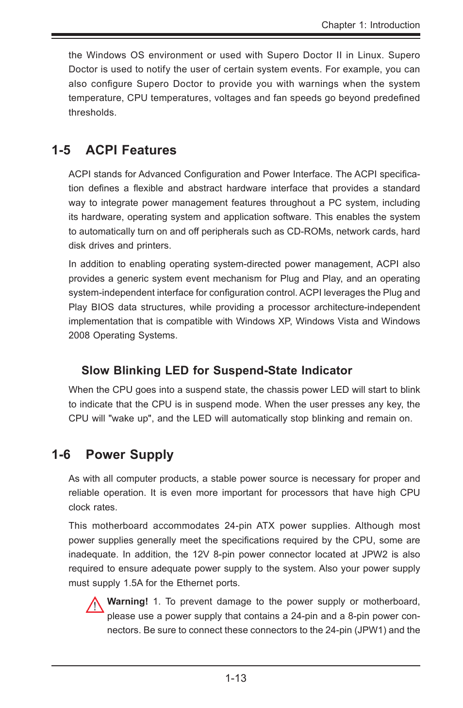 5 acpi features, 6 power supply | Kontron X9SCL+-F User Manual | Page 25 / 105