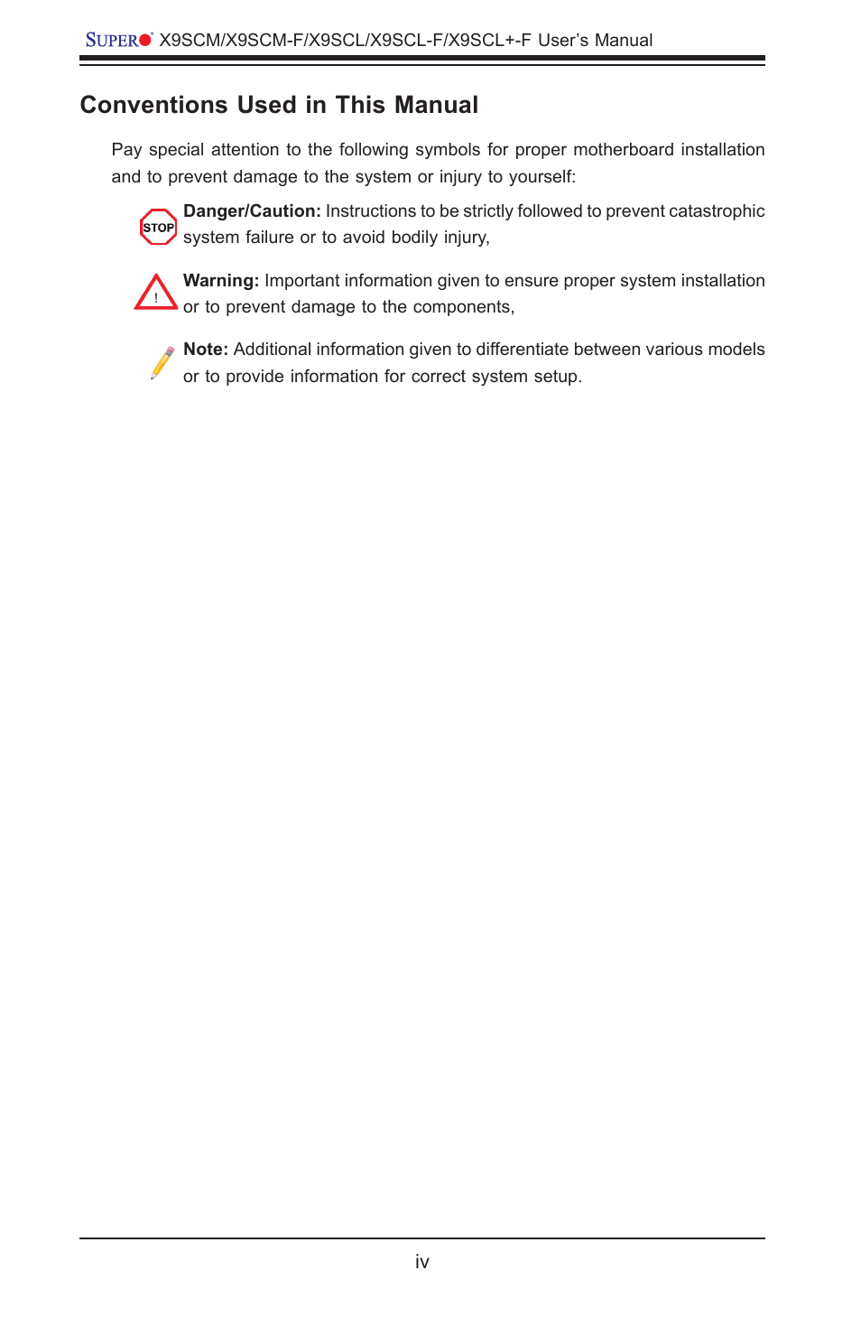 Conventions used in this manual | Kontron X9SCL+-F User Manual | Page 4 / 105
