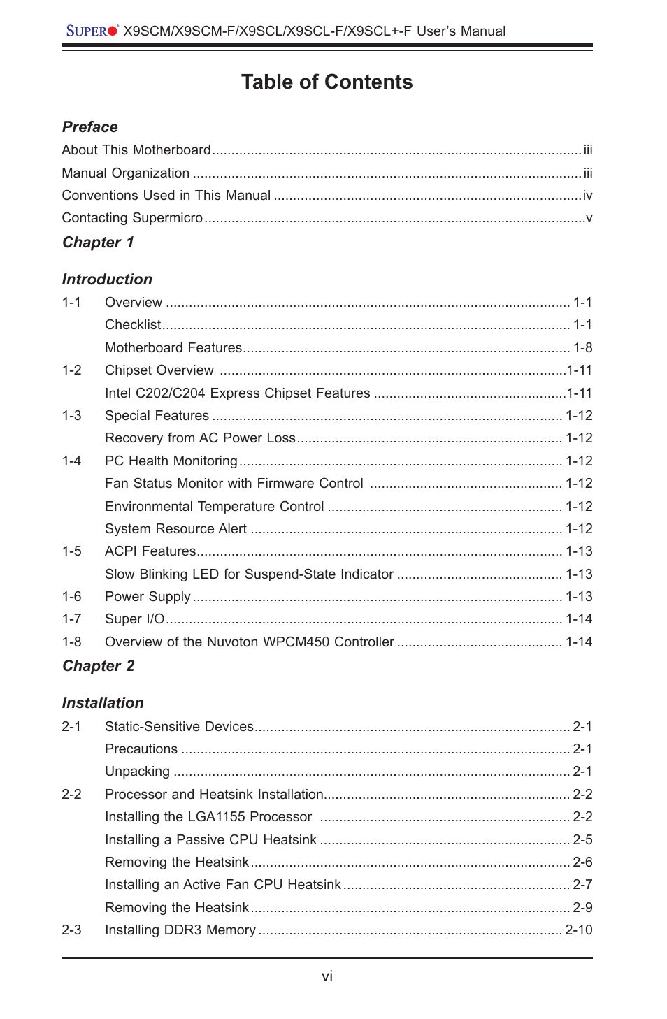 Kontron X9SCL+-F User Manual | Page 6 / 105
