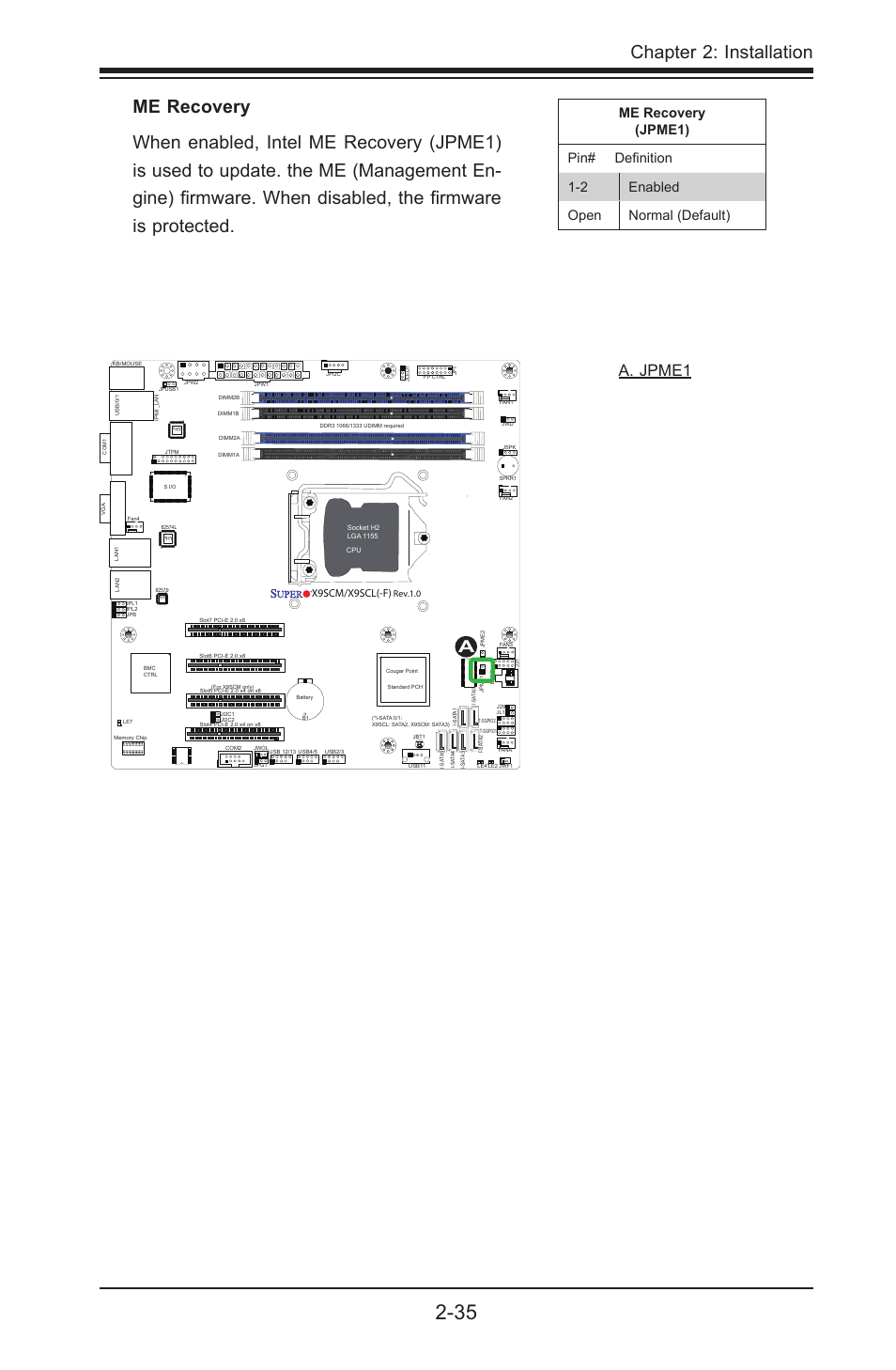 Chapter 2: installation, Aa. jpme1, X9scm/x9scl(-f) | Kontron X9SCL+-F User Manual | Page 61 / 105