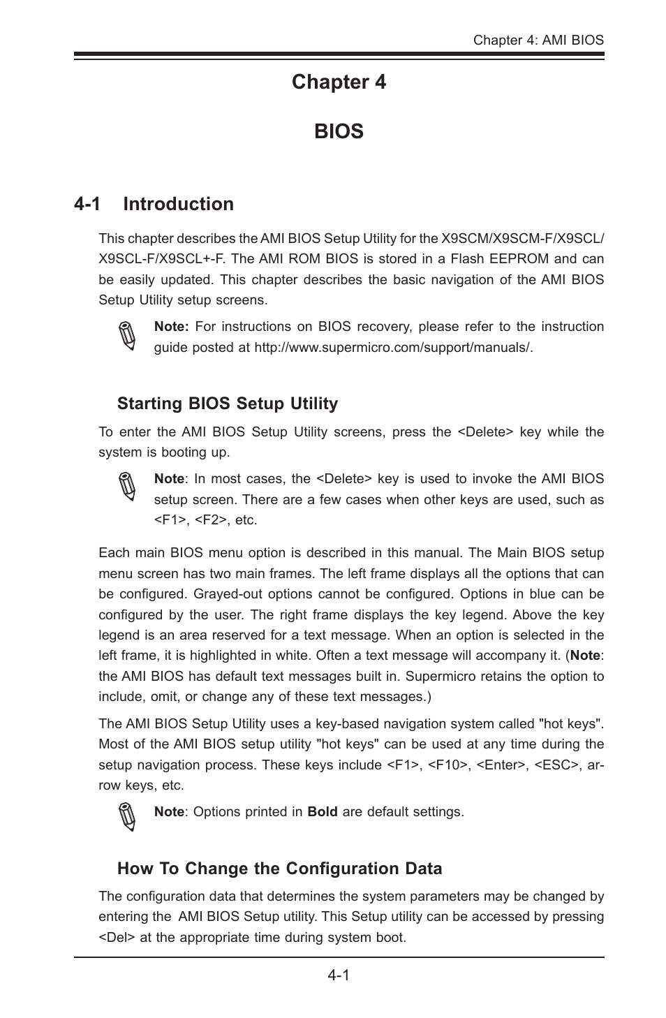Chapter 4 bios, 1 introduction | Kontron X9SCL+-F User Manual | Page 73 / 105