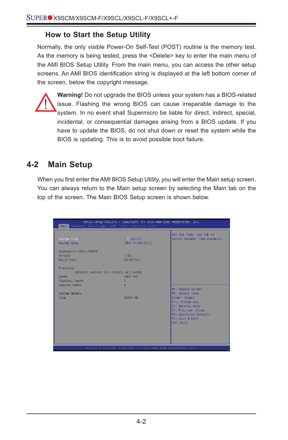 2 main setup | Kontron X9SCL+-F User Manual | Page 74 / 105