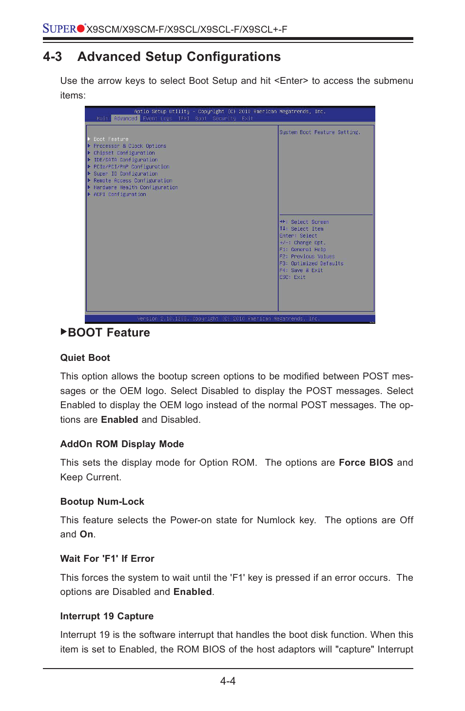 3 advanced setup configurations, Boot feature | Kontron X9SCL+-F User Manual | Page 76 / 105