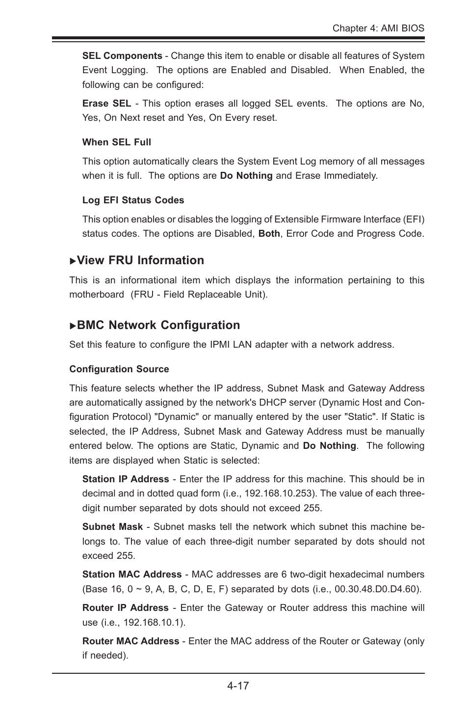 View fru information, Bmc network configuration | Kontron X9SCL+-F User Manual | Page 89 / 105