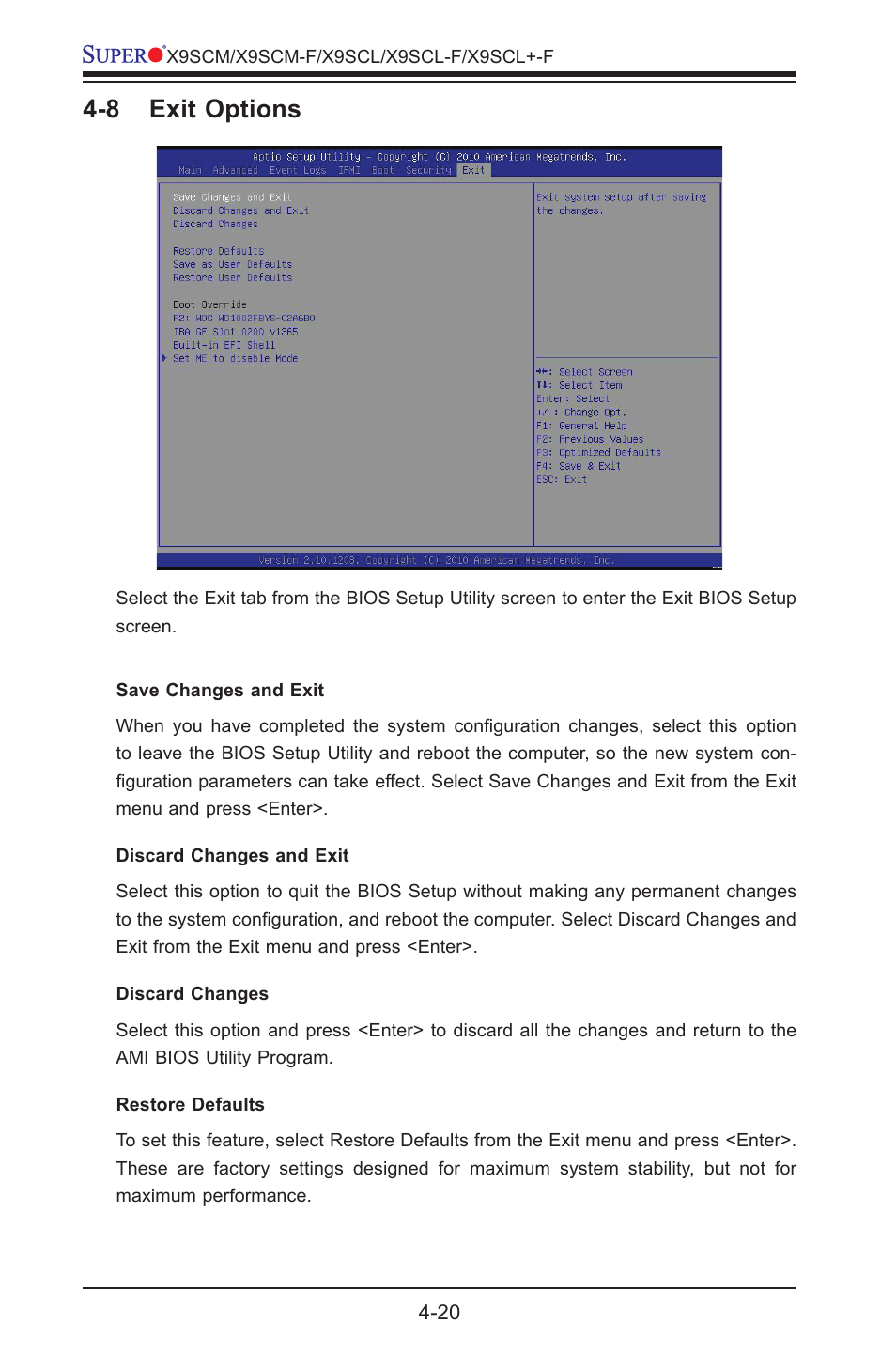 8 exit options | Kontron X9SCL+-F User Manual | Page 92 / 105