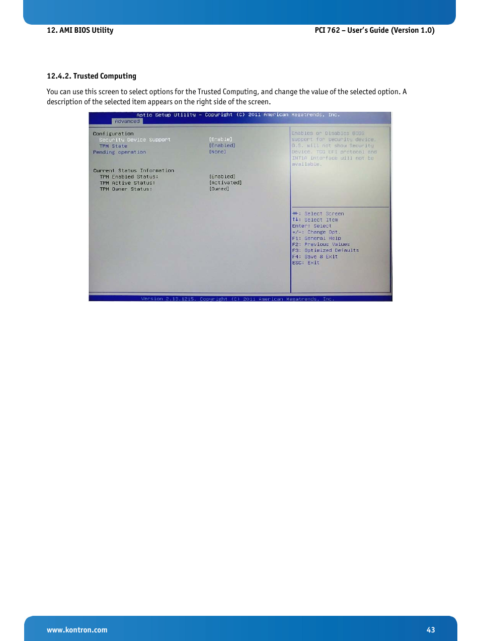 Trusted computing | Kontron KISS 2U PCI 762 User Manual | Page 45 / 84