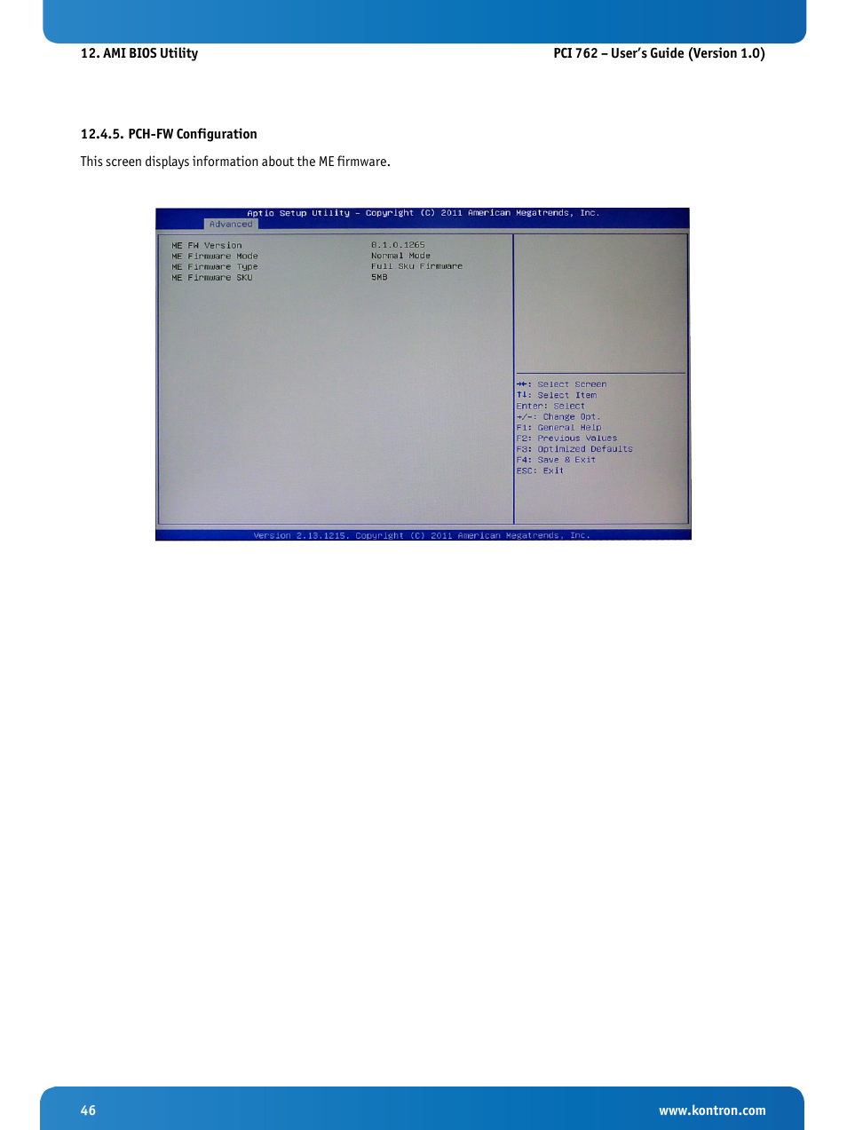 Pch-fw configuration | Kontron KISS 2U PCI 762 User Manual | Page 48 / 84